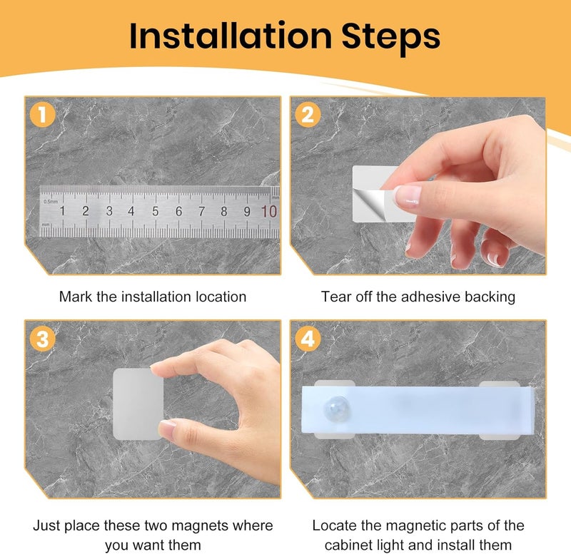 TNJPSEK 12 Pack Under Cabinet Light Metal Adhesive Strips for Magnetic LED Lights, Replacement Iron Plates Sticky Mounting Brackets for Closet Kitchen Wardrobe Counter Lighting Holders (Not Magnetic) - Image 4